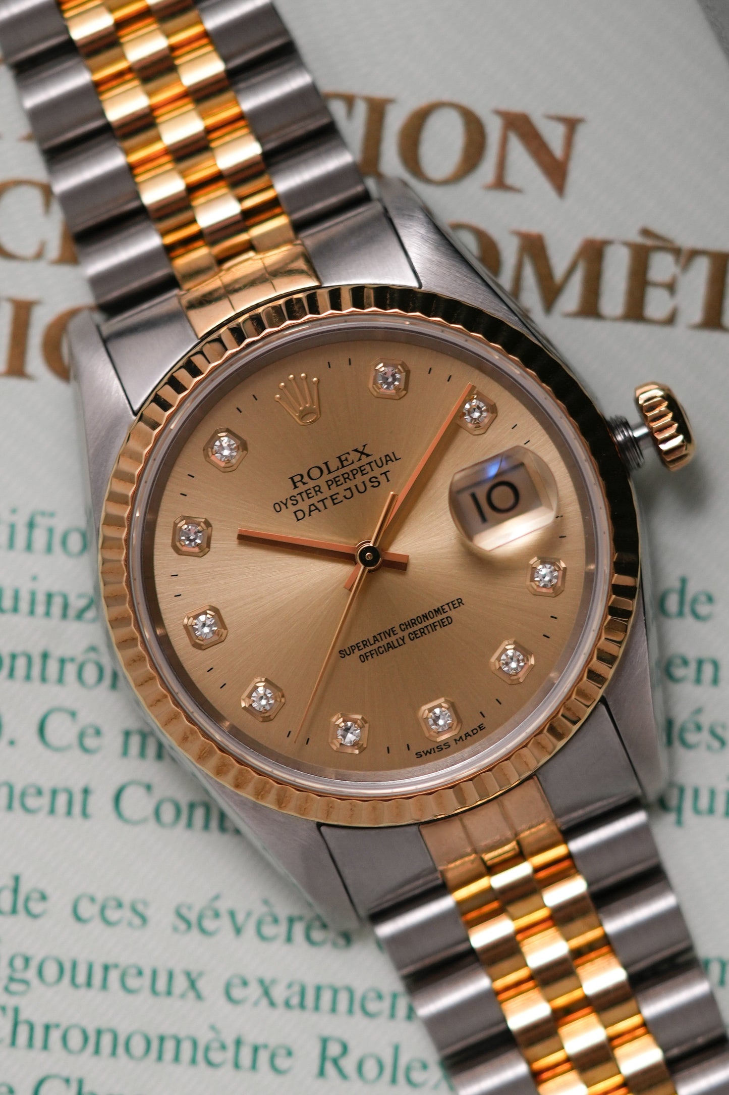 2000 Rolex Datejust Ref. 16233 – Champagne Big Diamond