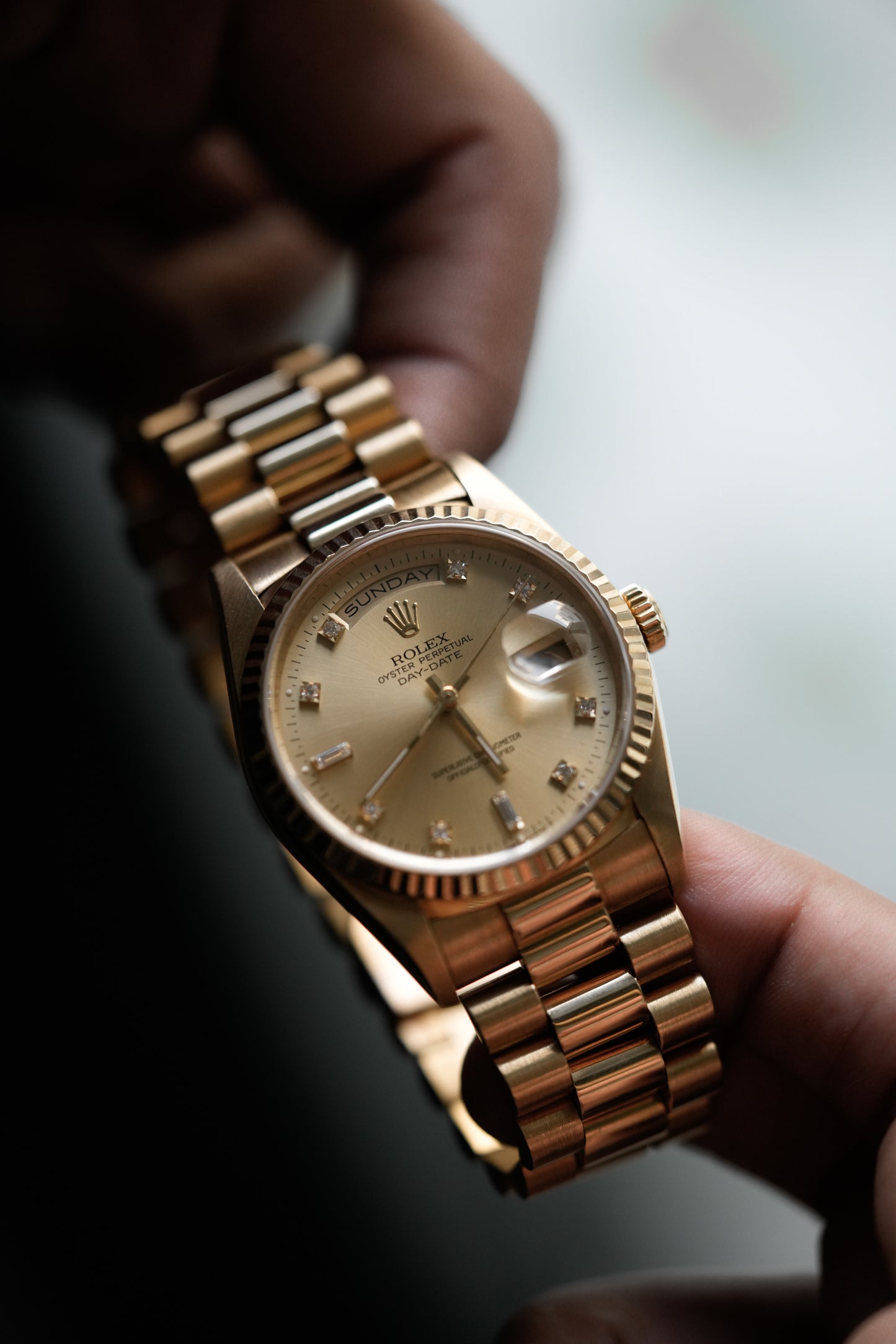 1992 Rolex Day-Date Ref. 18238 – Champagne Baguette Diamond