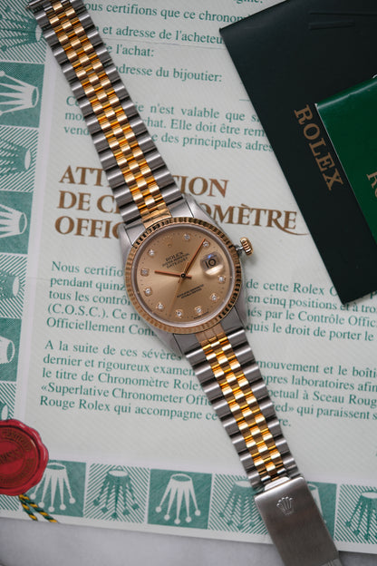 2000 Rolex Datejust Ref. 16233 – Champagne Big Diamond